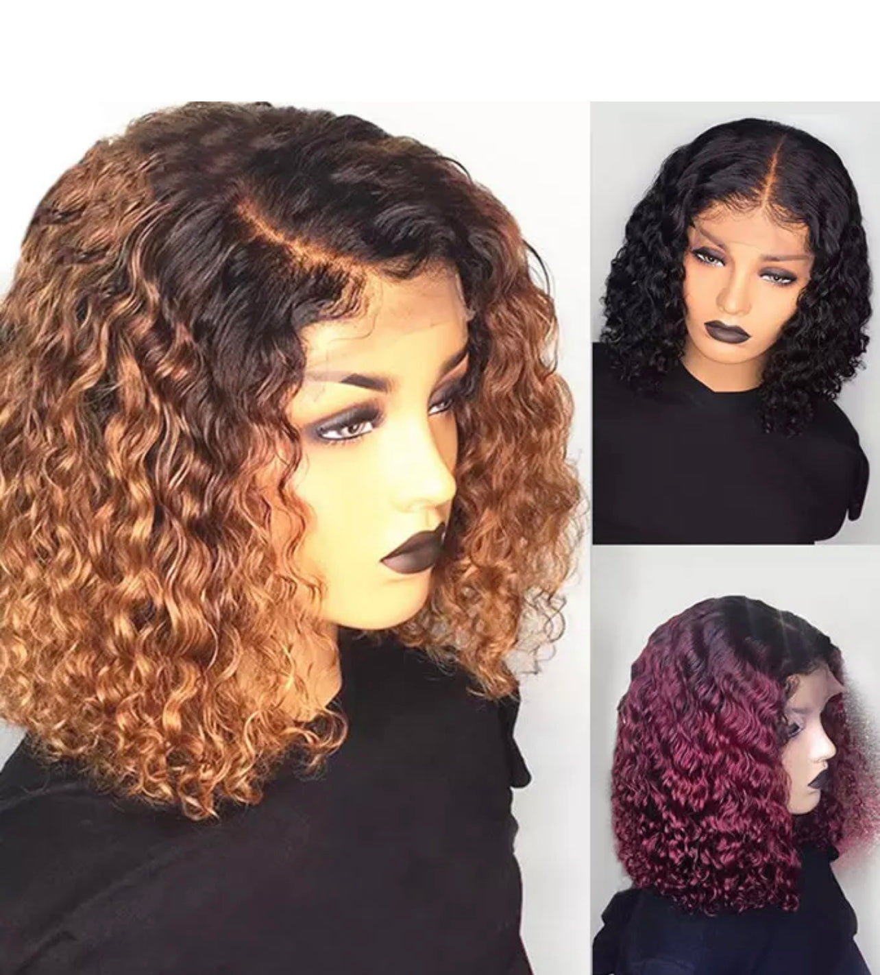 Short Curly BOB Wig Side Part