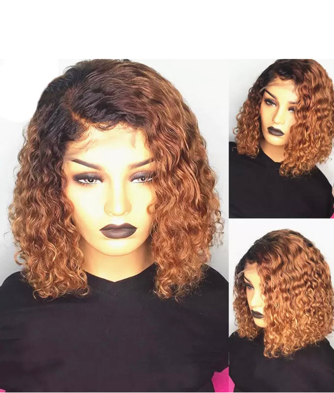 Short Curly BOB Wig Side Part